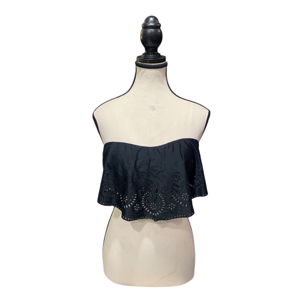 Xhilaration Black Ruffle Bandeau Bikini Top - Picture 9 of 16